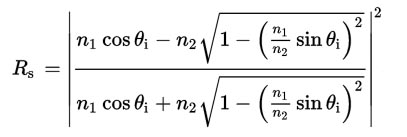 Fresnel equation for s polarized reflection